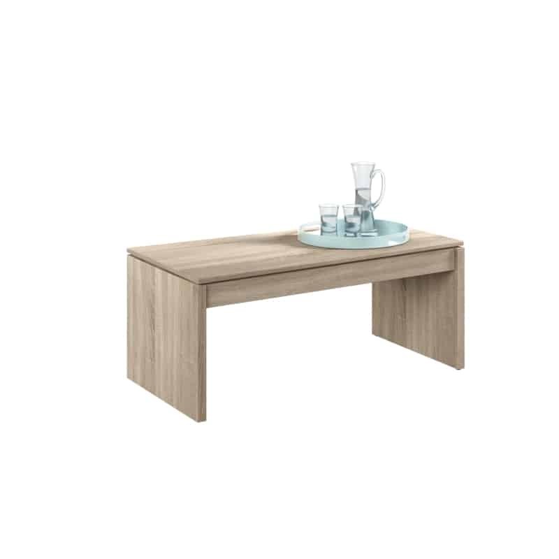 Table basse à plateau relevable L102xH43, 54 cm VESON (Chêne clair)