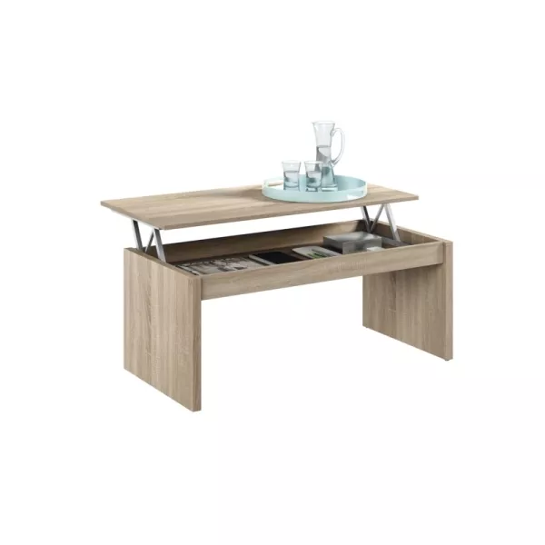 Table basse à plateau relevable L102xH43, 54 cm VESON (Chêne clair)