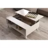 Table basse avec panneau central relevable L100xP68 cm VESON (Blanc, chêne)