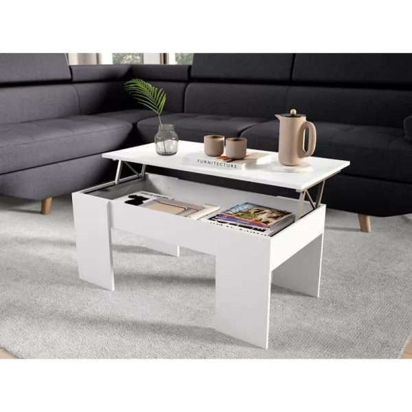 Table basse avec plateau relevable ARKHAM (Blanc)