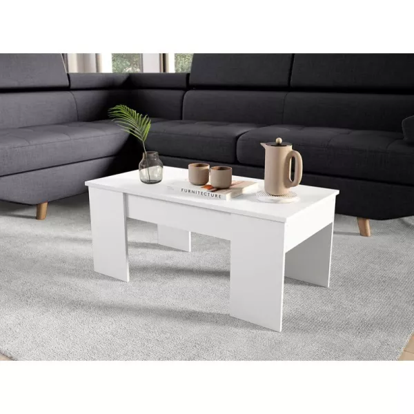 Table basse avec plateau relevable ARKHAM (Blanc)