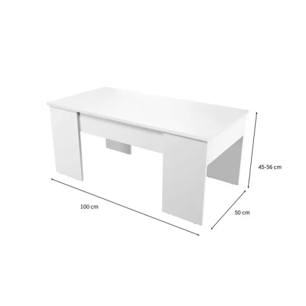 Table basse avec plateau relevable ARKHAM (Blanc)