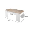 Table basse avec plateau relevable ARKHAM (Blanc, bois)