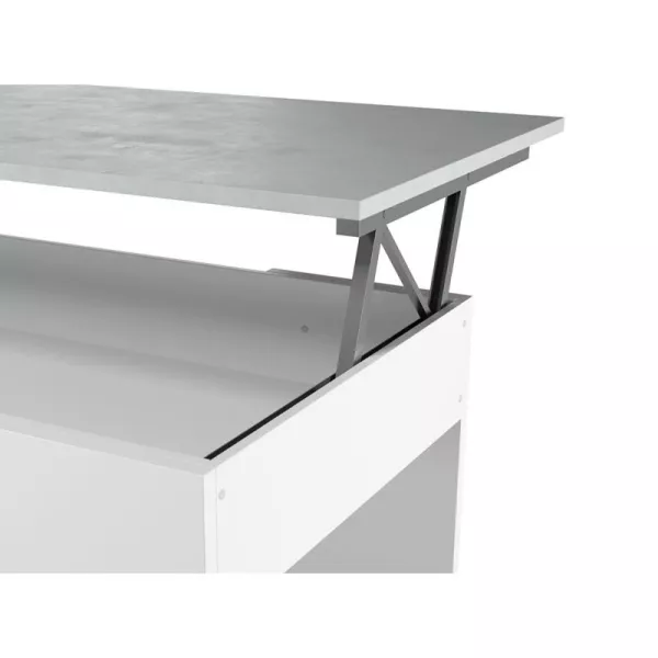 Table basse avec plateau relevable ARKHAM (Blanc, béton)