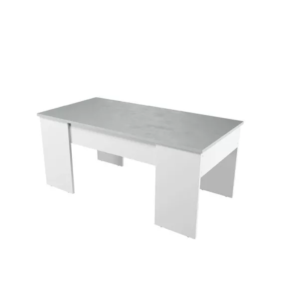 Table basse avec plateau relevable ARKHAM (Blanc, béton)