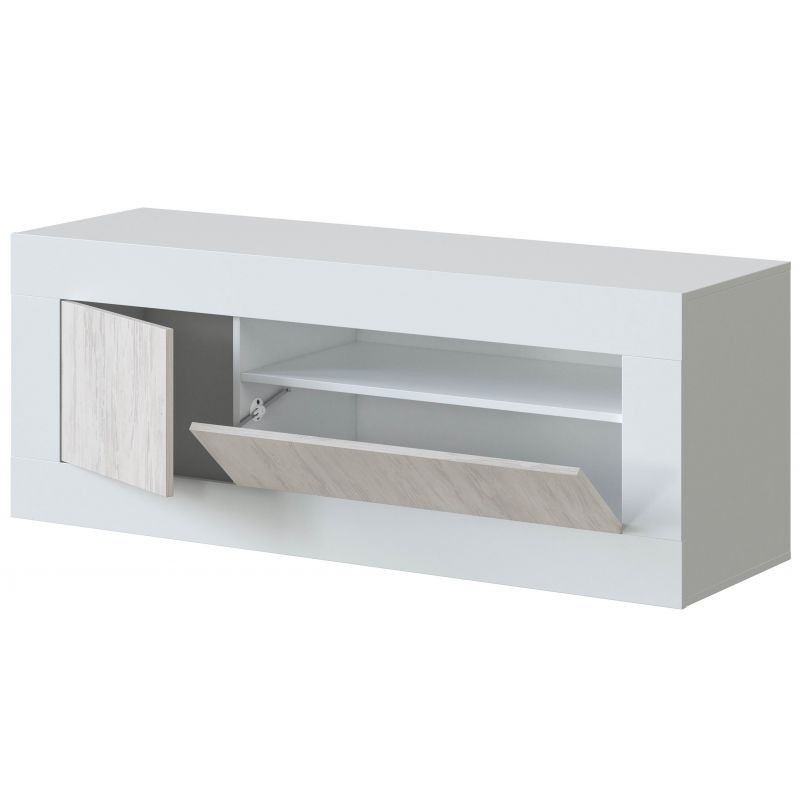 Meuble TV design 2 portes  L139 cm VESON (Blanc)