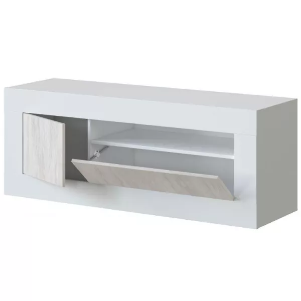 Meuble TV design 2 portes  L139 cm VESON (Blanc)