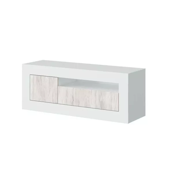 Meuble TV design 2 portes  L139 cm VESON (Blanc)