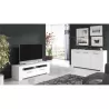 Meuble TV avec 2 portes et 2 niches de rangement L120 cm (Blanc)