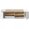 Meuble TV 4 portes et 2 niches de rangement L138 cm  (Blanc chêne)