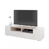 Meuble TV 4 portes et 2 niches de rangement L138 cm  (Blanc chêne)