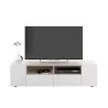 Meuble TV 4 portes et 2 niches de rangement L138 cm  (Blanc chêne)