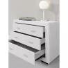 Bedroom chest of drawers 3 drawers in ALESIA Imitation Leather (white) to associate with Storage Furniture Tv Furniture Shelves 