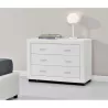 Bedroom chest of drawers 3 drawers in ALESIA Imitation Leather (white) to associate with Storage Furniture Tv Furniture Shelves 