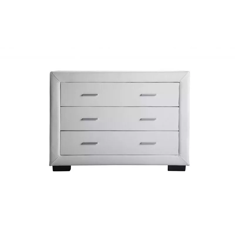 Bedroom chest of drawers 3 drawers in ALESIA Imitation Leather (white) to associate with Storage Furniture Tv Furniture Shelves 