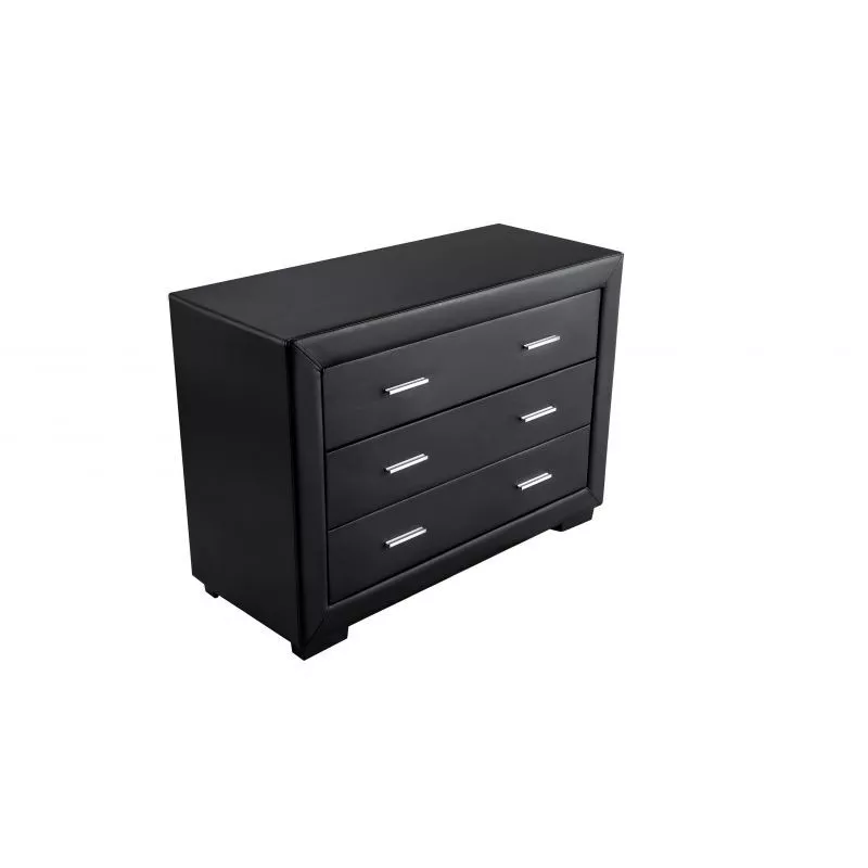 Bedroom chest of drawers 3 drawers in ALESIA Imitation Leather (Black) to associate with Storage Furniture Tv Furniture Shelves 