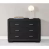 Bedroom chest of drawers 3 drawers in ALESIA Imitation Leather (Black) to associate with Storage Furniture Tv Furniture Shelves 