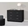 Bedroom chest of drawers 3 drawers in ALESIA Imitation Leather (Black) to associate with Storage Furniture Tv Furniture Shelves 