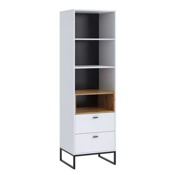 Vitrine 2 tiroirs et 4 niches L60xH202 cm (Blanc)