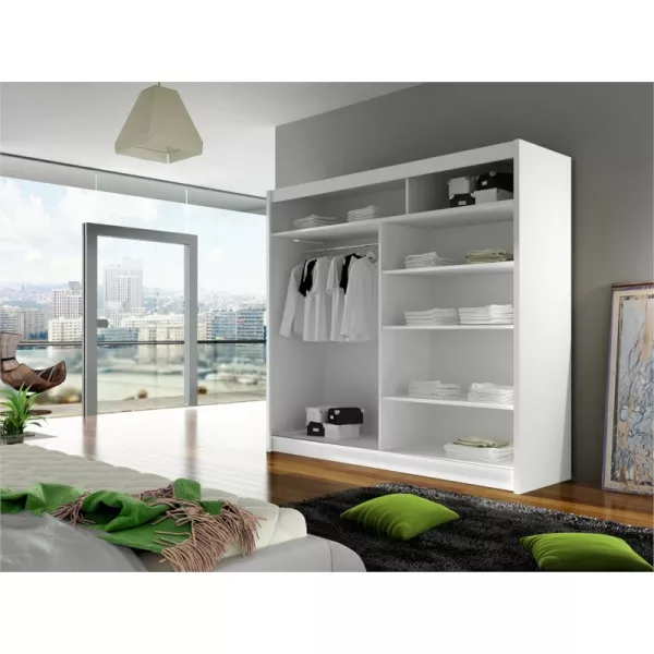  Armoire 2 portes avec miroir L180xH215 KOOP (Blanc)