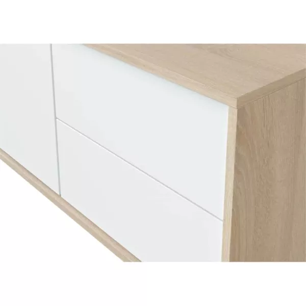 Meuble TV 2 portes et 2 tiroirs L130 cm  VESON (Blanc, Chêne)