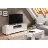 Meuble TV 3 portes et 1 niche L150 cm VESON (Blanc, Chêne)