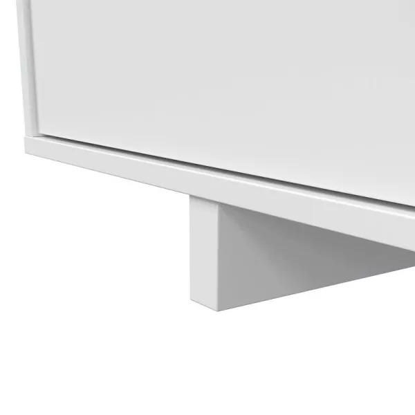 Meuble TV 3 portes et 1 niche L150 cm VESON (Blanc, Chêne)