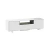 Meuble TV 3 portes et 1 niche L150 cm VESON (Blanc, Chêne)