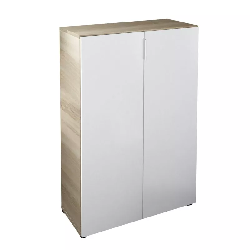 Armario zapato 2 puertas (28 pares) L72xH103 cm ZIAN (Blanco, Roble) asociarse con Muebles de almacenamiento Muebles para TV Est