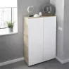 Armario zapato 2 puertas (28 pares) L72xH103 cm ZIAN (Blanco, Roble) asociarse con Muebles de almacenamiento Muebles para TV Est