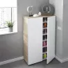 Shoe cabinet 2 doors (28 pairs) L72xH103 cm ZIAN (White, Oak) to associate with Storage Furniture Tv Furniture Shelves Rattan Ca