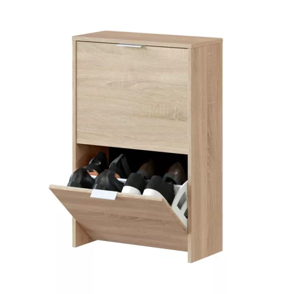 Shoe cabinet 2 lids (12 pairs) L50xH76 cm ZIAN (Light oak) to associate with Storage Furniture Tv Furniture Shelves Weather Resi