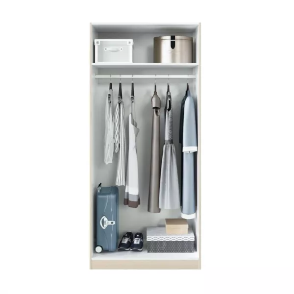 Kleiderschrank 2 Türen L82xH180 cm VADIM (Eiche) mit assoziieren Aufbewahrungsmöbel, TV-Möbelregale, stapelbare Schränke, um Pla