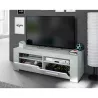 Meuble TV avec 2 portes et 2 niches de rangement L120 cm VESON (Blanc, béton)