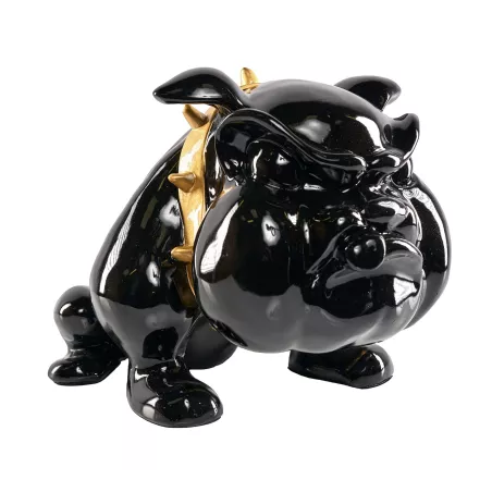 Statue résine décorative design CHIEN CARTOON (H27 cm) (Noir, Or)