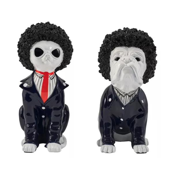 Set de 2 statues résine design LES JACKSONS (H32 cm) (Noir, blanc)