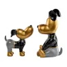 Set de 2 Statues résine design CHIENS MAJORDOME (H45 - H30 cm) (Noir, rouge)