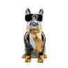 Statue résine décorative design CHIEN MAJORDOME (H36 cm) (Noir, gris, or)