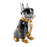 Statue résine décorative design CHIEN MAJORDOME (H36 cm) (Noir, gris, or)