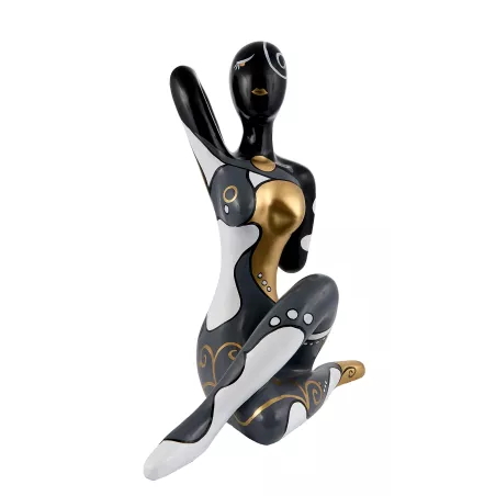 Statue dekoratives Harz Design WOMAN YOGA (H155 cm) (Schwarz, Gold, Weiß)