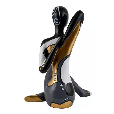 Statua decorativa in resina design WOMAN YOGA (H155 cm) (Nero, oro, bianco)