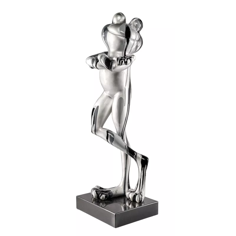 Statue résine décorative design GRENOUILLE DEBOUT TRASH (H77 cm) (Gris)