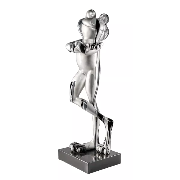 Statue résine décorative design GRENOUILLE DEBOUT TRASH (H77 cm) (Gris)