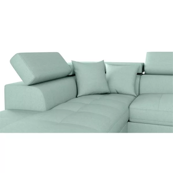 Convertible corner sofa 5 places fabric Left Corner RIO (Light blue) to associate with Practical And Robust Folding Sofas And Co