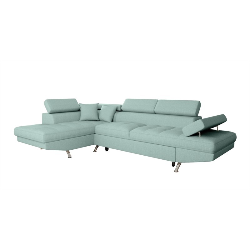 Convertible corner sofa 5 places fabric Left Corner RIO (Light blue) to associate with Practical And Robust Folding Sofas And Co