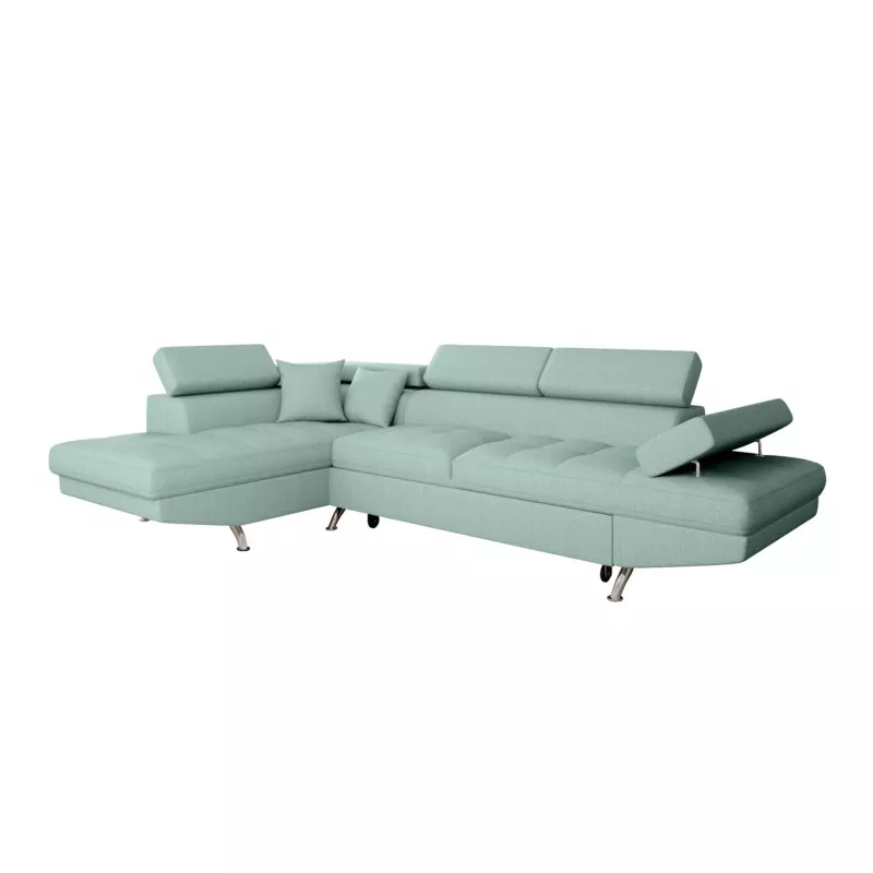 Convertible corner sofa 5 places fabric Left Corner RIO (Light blue) to associate with Practical And Robust Folding Sofas And Co