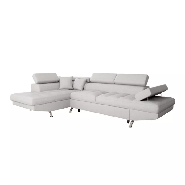 Convertible corner sofa 5 seats fabric Left Corner RIO (Pearl Grey)