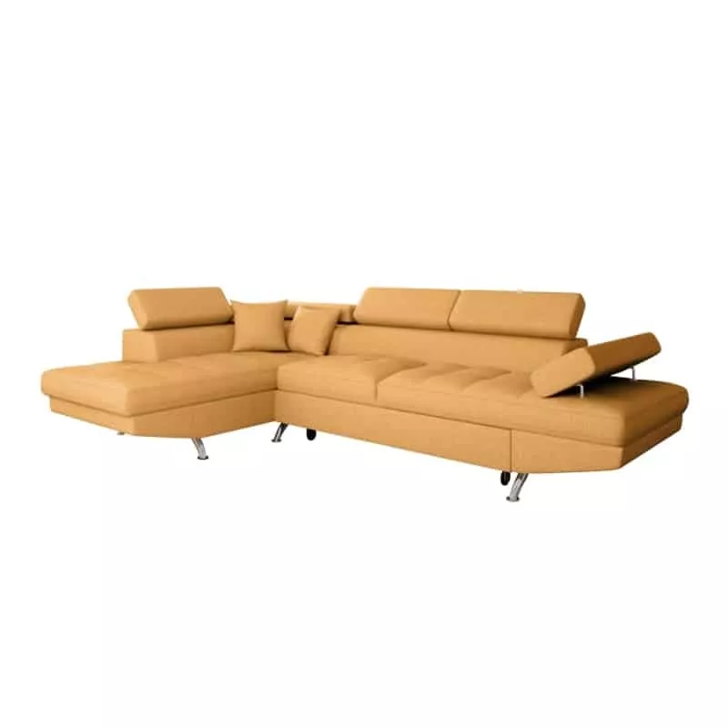 Convertible corner sofa 5 places fabric Left Corner RIO (Ochre yellow)