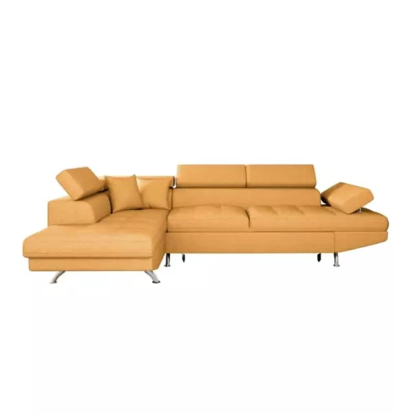 Canapé d'angle convertible 5 places tissu Angle Gauche RIO (Jaune ocre)