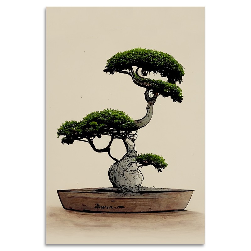 Tableau impression support métal Bonsai (Multicolore)